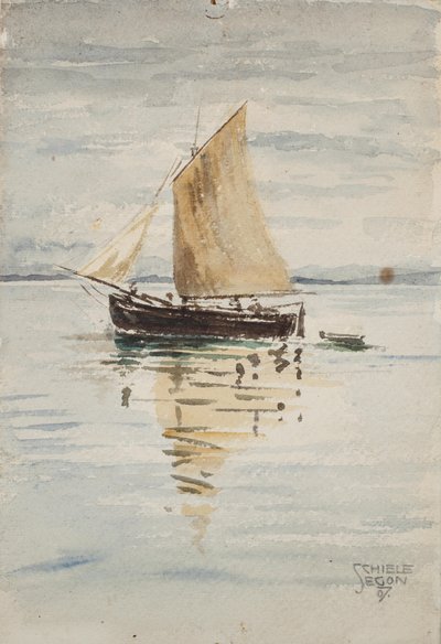 Barca a vela con riflessi da Egon Schiele